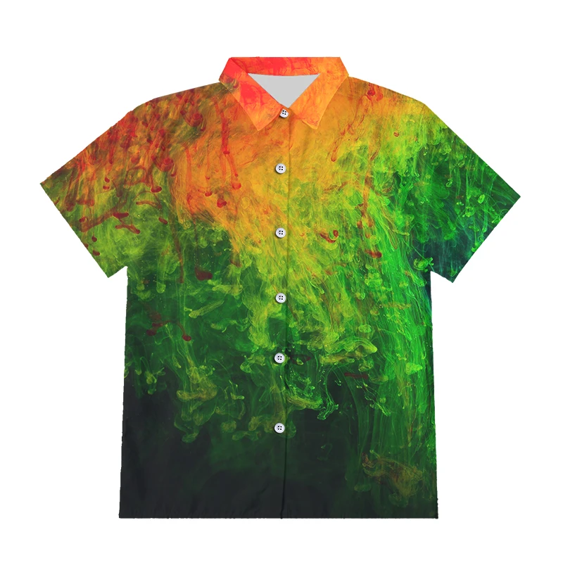 

IFPD EU Size New Fashion Button Shirts 3d Hot Sale Print Colorful Smoke Cool Shirts Unisex Man/womans Short Sleeve Tops Hiphop