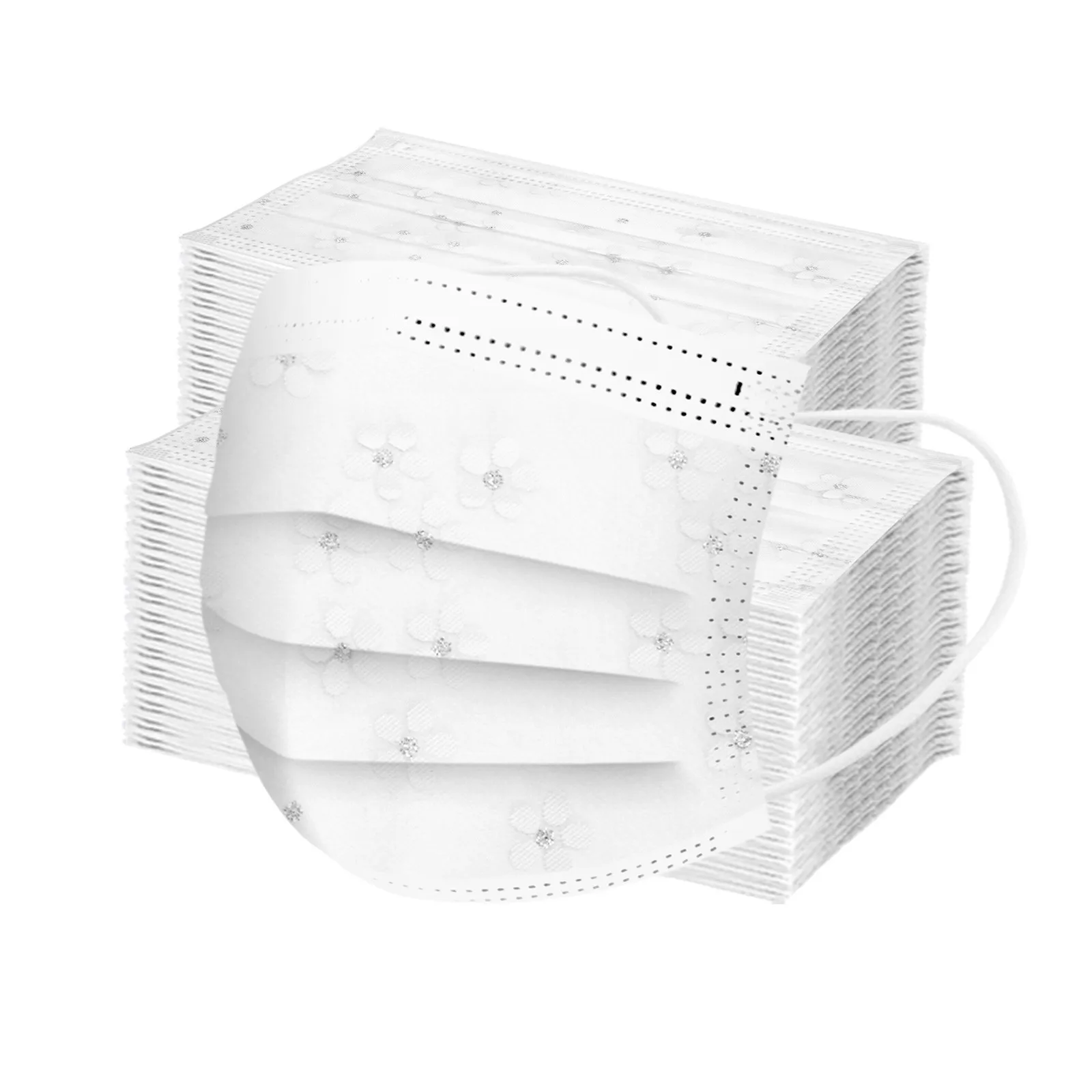 

100 шт. кружевная марлевая Маска Для Лица с принтом Для взрослых дышащая одноразовая трехслойная Маска Для Лица Бриллиантовая Маска Для косп...