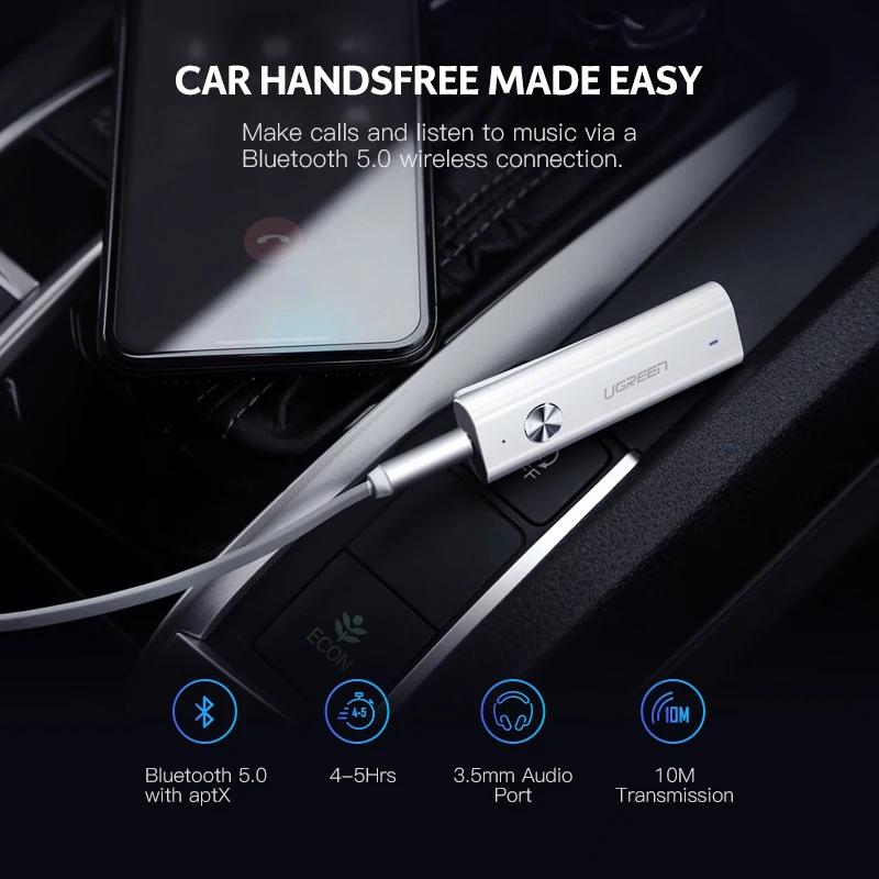 UGREEN aptX LL Bluetooth приемник 5 0 HiFi беспроводной аудио адаптер с задней клипсой