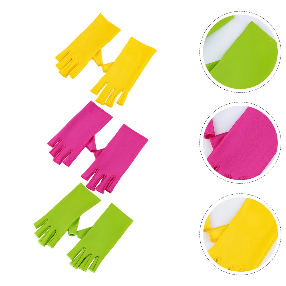 

3 Pairs Fingerless Anti-UV Nail Shop UV Shield Gloves Nail Gloves Manicure Gloves for Outdoor