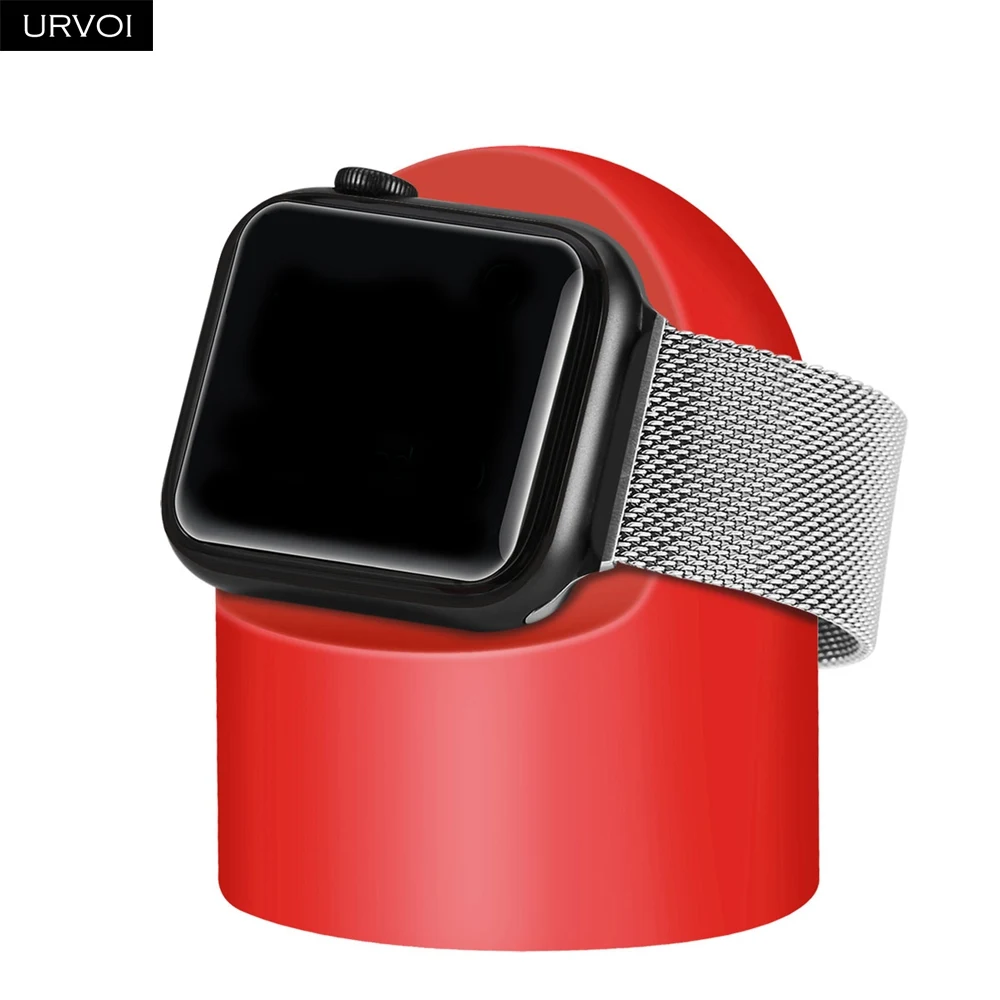 Red URVOI подставка для apple watch series 5 4 3 2 1 держатель watchOS 5 Подставка для ночного клуба силиконовая домашняя зарядная док-станция для классического дизайна - Цвет: Red