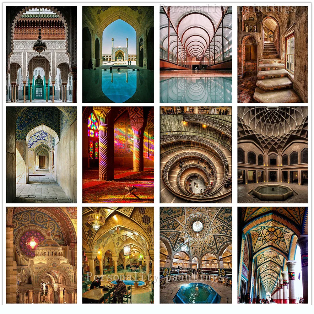 5D алмазная живопись сделай сам европейская церковь марокканская мечеть арка