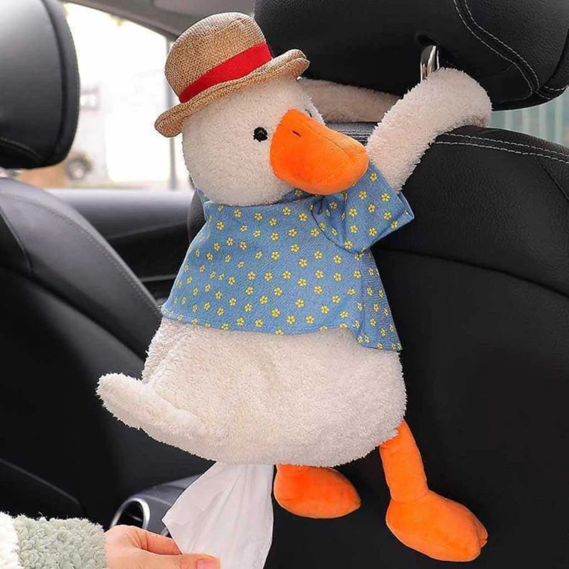 

Q9QD Cartoon Duck Tushy Portable Tissue Napkin Holder for Car Doors Seat Backs Seat Back Bracket Ins Stuffed Animals