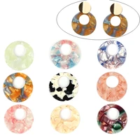 35mm 6pcslot fashion acetic acid resin round circle charms pendant for diy jewelry making finding earrings accessories