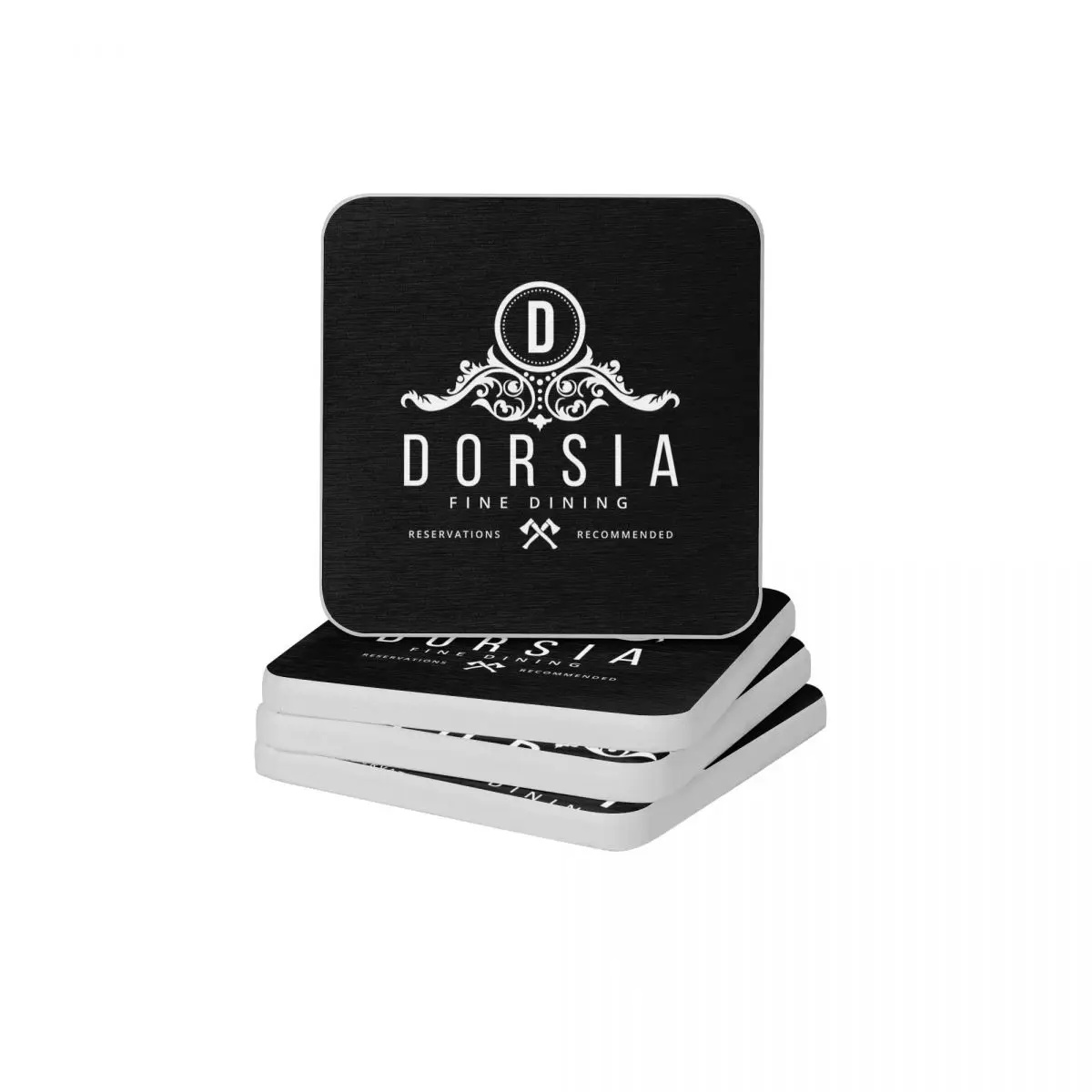 

Dorsia Fine Dining Restaurant Logo Diatomaceous Earth Square Round Coaster Eco-friendly Cup Bonsai Mat Soap Pad Diameter 10cm
