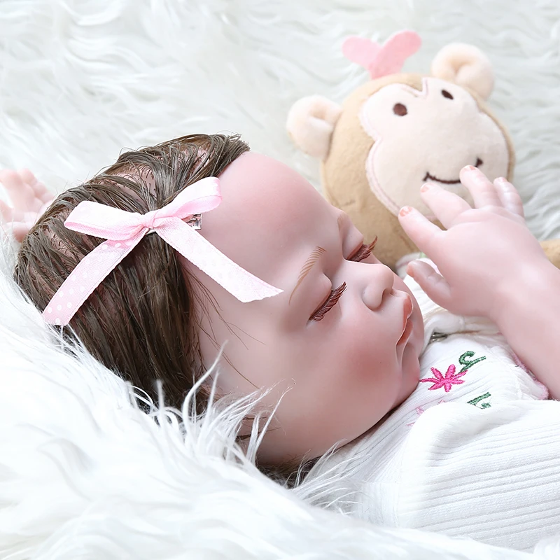 48 см кукла Спящая bebe reborn sweet Premium Детская размера ручная детальная картина Розовый