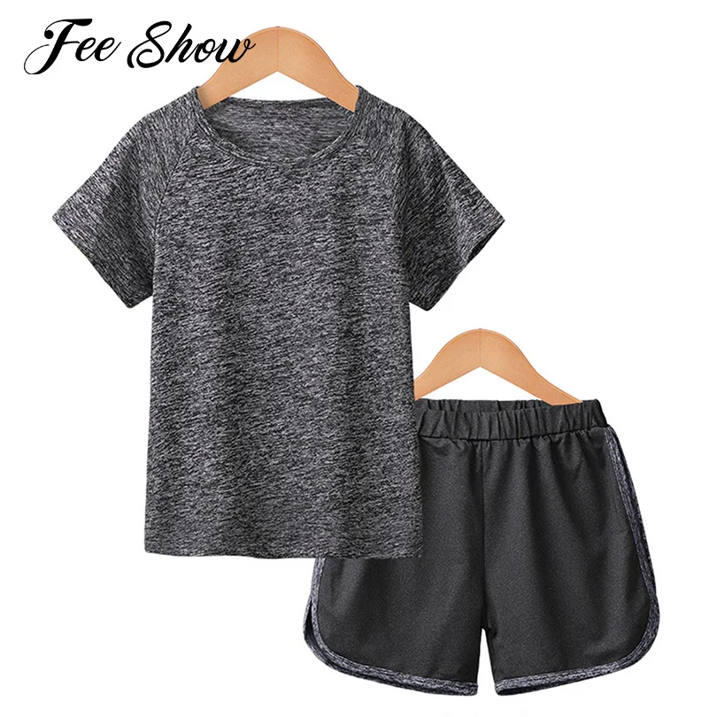 

С изображением персонажей мультфильма, унисекс, для детей, комплект летней одежды из 2 предметов Йога Комплект Спортивный костюм для бега, комплект деткой одежды спортивная одежда, футболка с короткими рукавами и шорты для девочек комплект тренировки спор