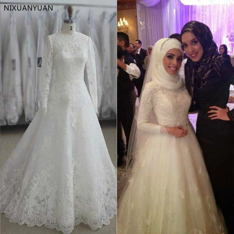 2021 кружевная одежда с длинным рукавом свадебное платье для мусульман развертки