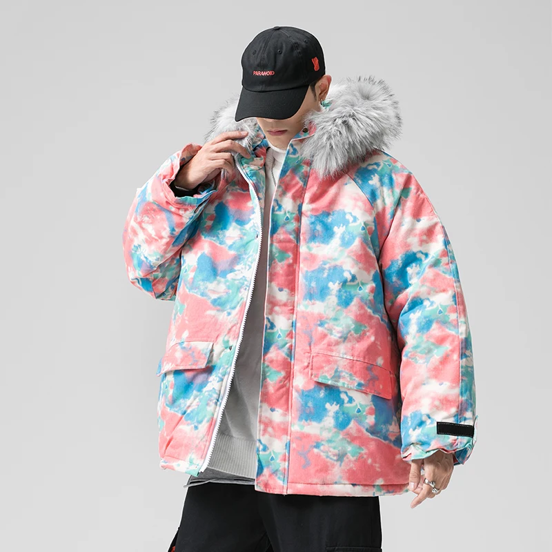 Мужская куртка с хлопковой подкладкой камуфляжным принтом в стиле Харадзюку 2020