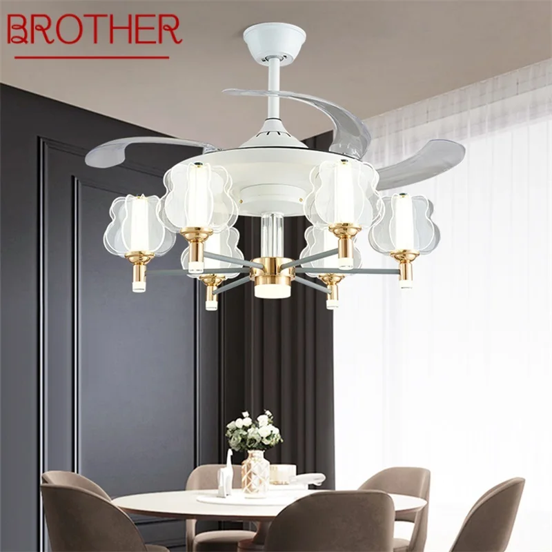 

BROTHER LED Ceiling Lamp With Fan White Invisible Fan Blade With Remote Control Fixtures For Living Room Bedroom Restaurant