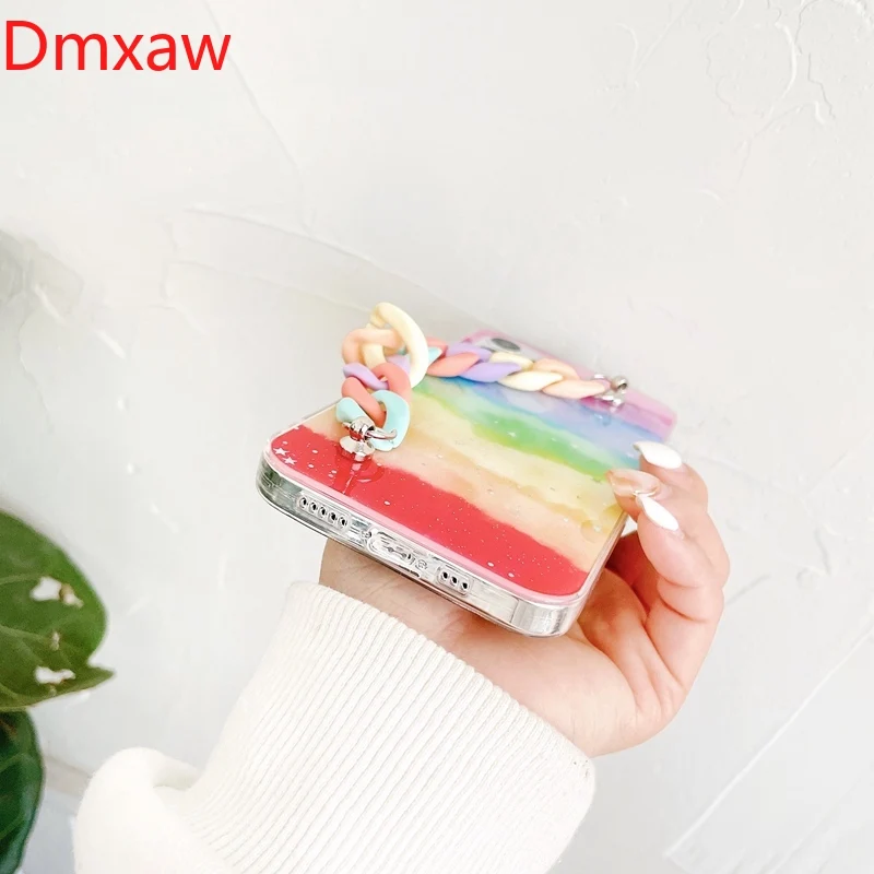 Чехлы для телефонов с радужным браслетом Для Xiao Redmi Note 10 4G 10S 9T 9 Pro 5G Mi 10T Lite Poco X3 NFC ins