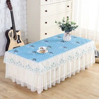 2021 new wedding partty decoration rectangle lace tablecloth coffee tea table cloth cotton tulle floral table skirt home decor