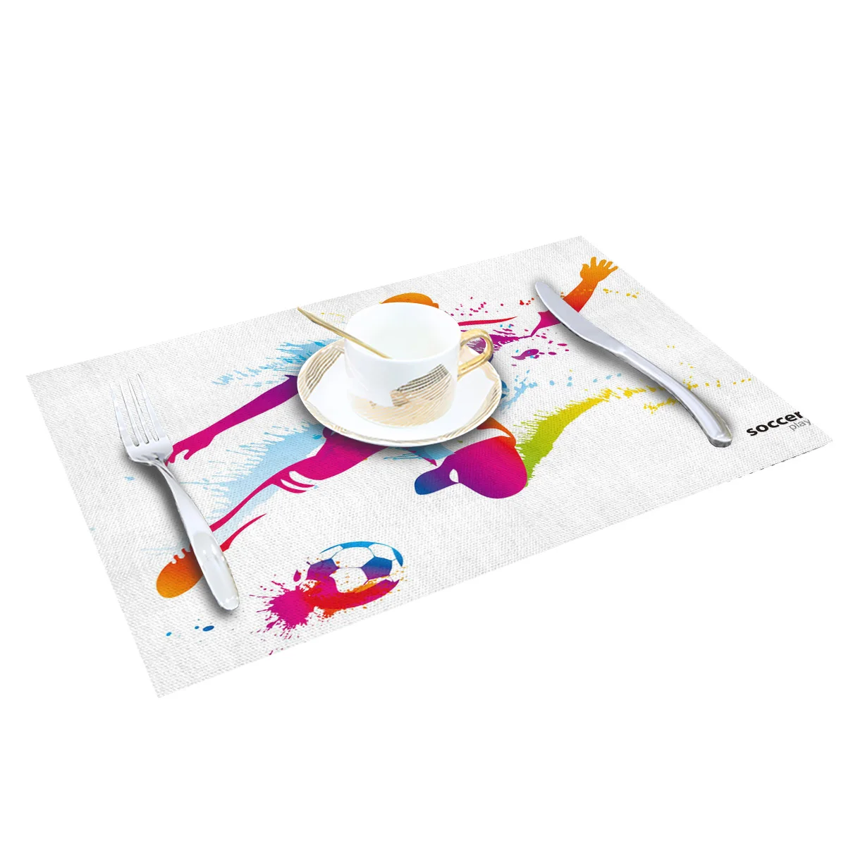 4/6pcs Placemats Red Purple Character Football Sport Dining Table Runner Place Mat in Kitchen Accessories Bar Coaster | Дом и сад