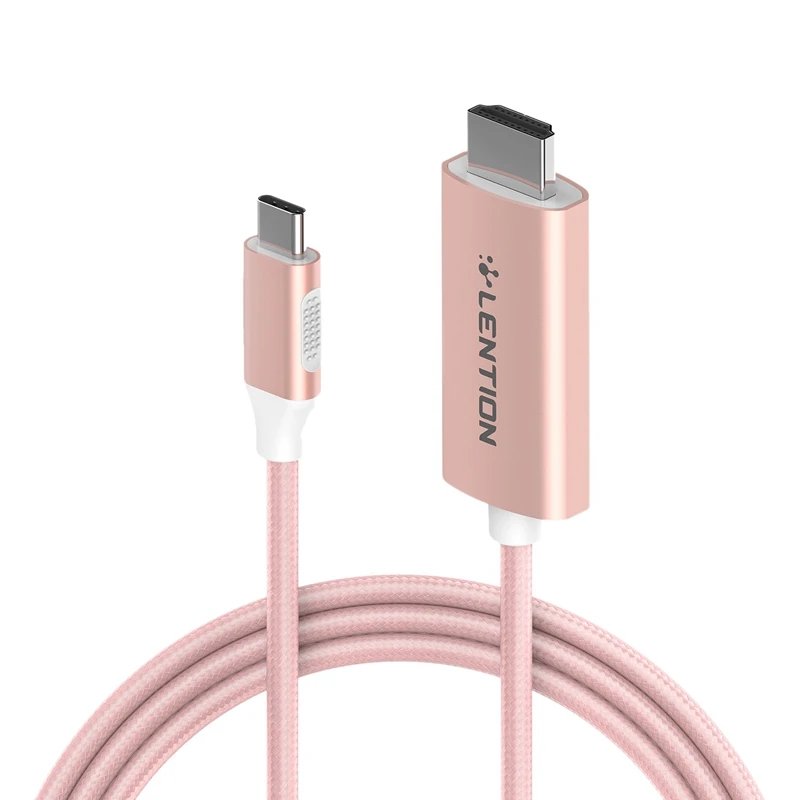 

LENTION CU707H-3Meter Тип с разъемами типа C и HDMI 4K 60Hz мужской HD адаптер кабель однокристальный Плетеный сетевой кабель для Тетрадь розовый