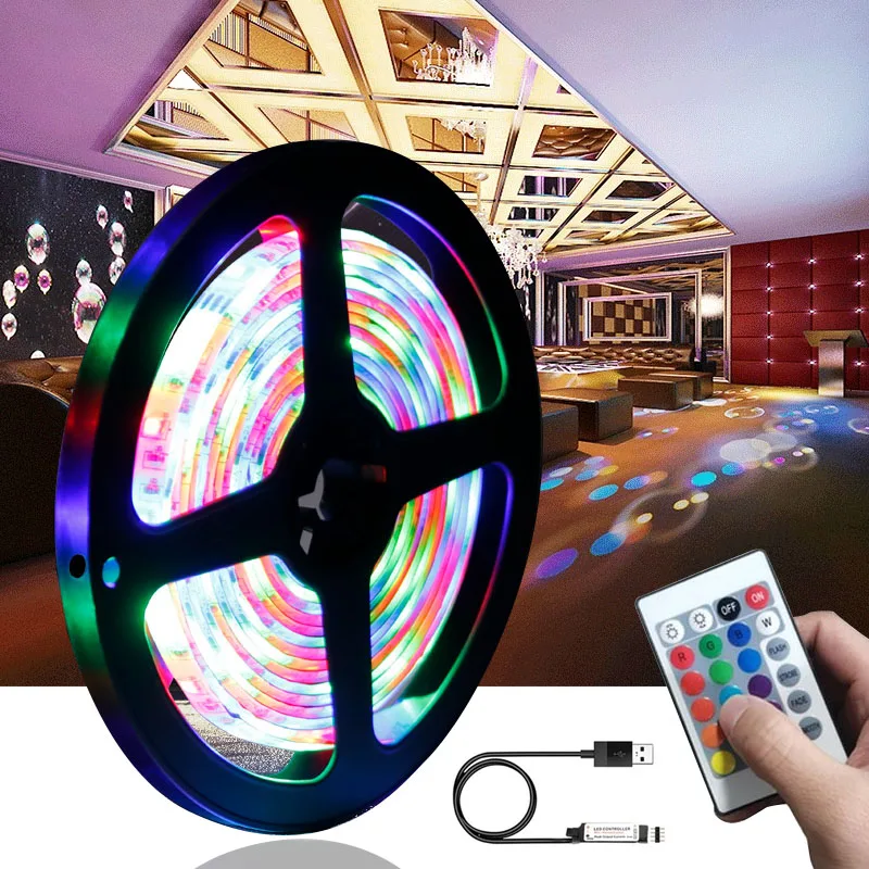 

LED Strips Lights USB Infrared Control RGB SMD2835 DC5V 1M 2M 3M 4M 5M Flexible Lamp Tape Diode TV Background Lighting luces LED