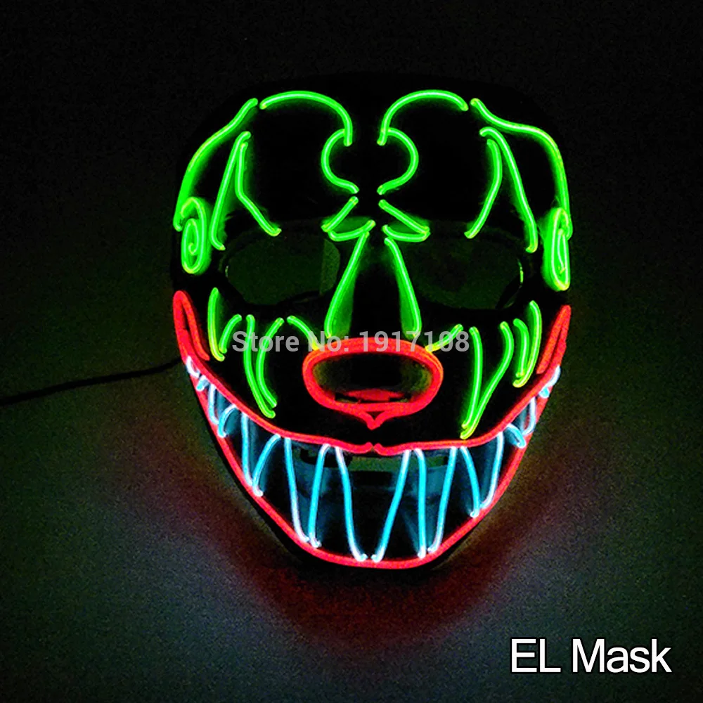 mask 24 Лидер продаж EL Wire светящаяся маска Nenon светильник костюм маска светодиодный Вечерние Маски для страшной тематики косплей маска украшение - Цвет: mask 24