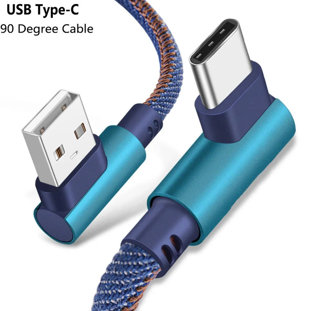 1 м высококачественный практичный кабель Micro Type C под прямым углом 90 градусов USB 3