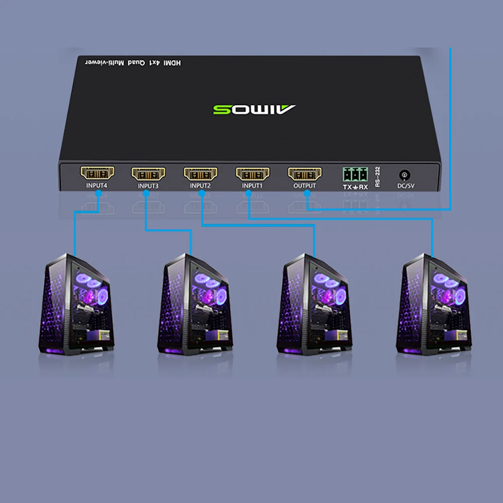 HDMI сплиттер 1 выход 4 входа усилитель порта Sup 4K * 2K 1080P 3D Интеллектуальный аудио
