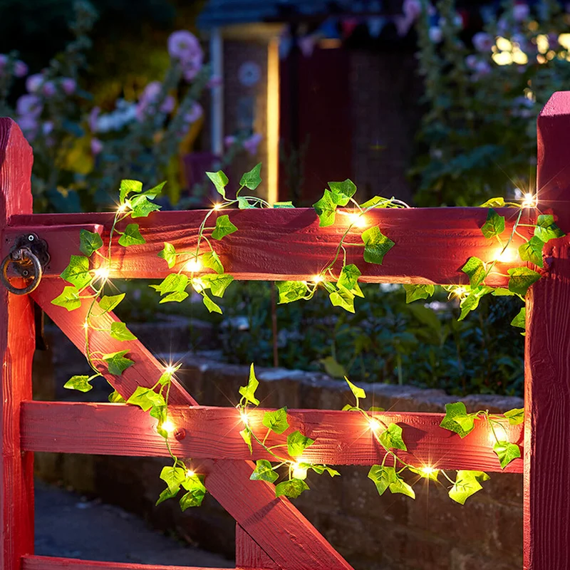 

2m Leaf Ivy Led String Lights Vine Fairy Garland Wreath Wedding Decoration Baby Shower Birthday Party Mariage Home Garden Decor