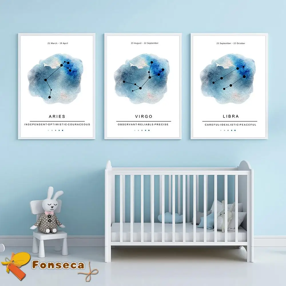 12 созвездий оформление стен искусство печать астрологический знак холст