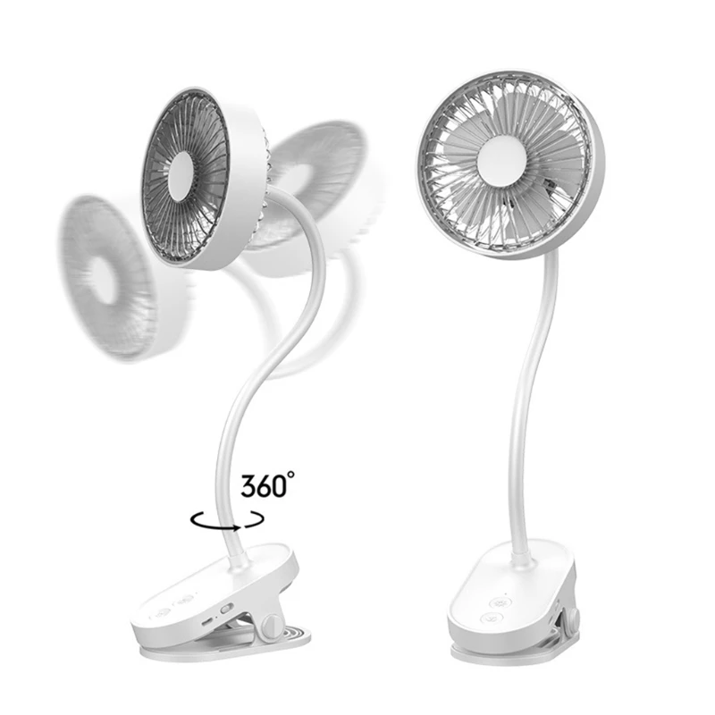 

Mini Clip Fan Quiet Portable Night Light Fan USB Rechargeable Personal Electric Fan 360 Rotaion