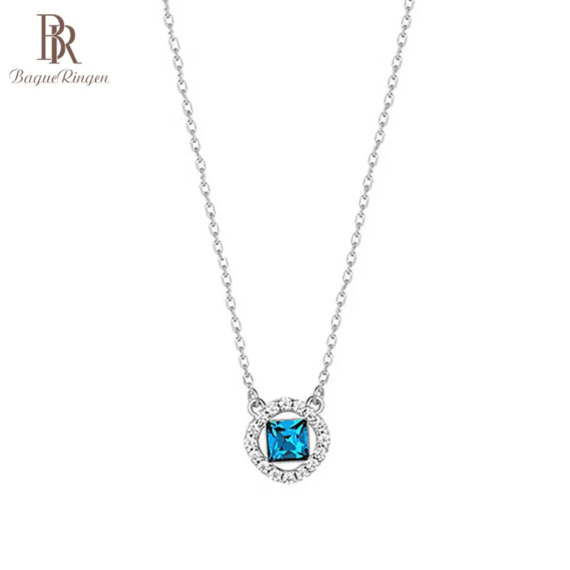 Женский классический кулон Bague Ringen ювелирное изделие из серебра 925 пробы с синим