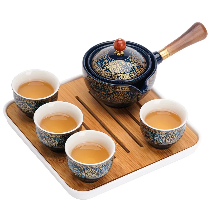 Фарфоровый китайский чайный набор Gongfu портативный с вращением на 360 градусов