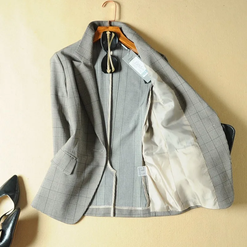 Fashion Office Ladies Plaid Suit Slim Fit Spring New 2pcs Blazer Pants Suits Vintage Business Work Outfits Set Ensemble Femme | Женская