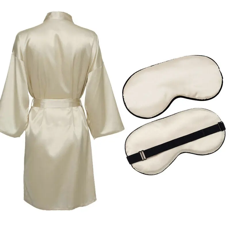 

Satin Silk Robe & Silk Sleep Eye Mask Bridal Robes Bride Bridesmaid Souvenir Wedding Gift Sleeping artifact