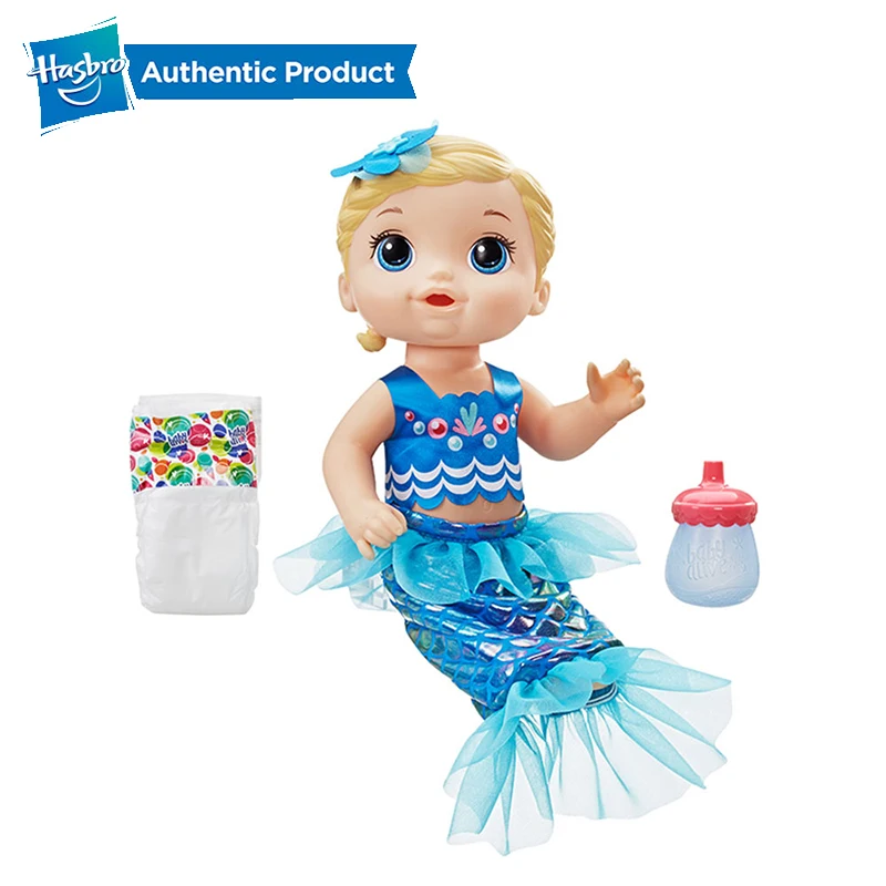 Hasbro Baby Alive Shimmer n Splash Русалочка платье светлые волосы, которые Какашки И мочи реалистичные Reborn Baby Doll подгузники кекс день рождения