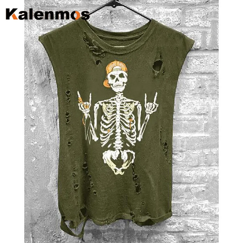 Женская футболка без рукавов с принтом черепа | одежда