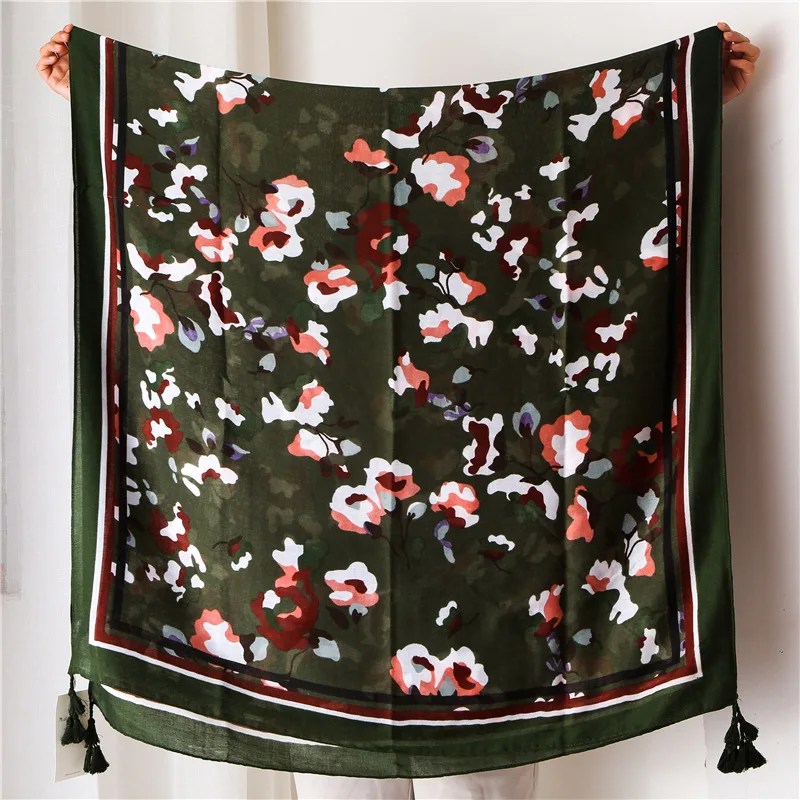 

Products Vintage Printed Cotton Scarf Silk Scarves Shawl Spring Autumn Versatile winter head poncho scarf women bandana