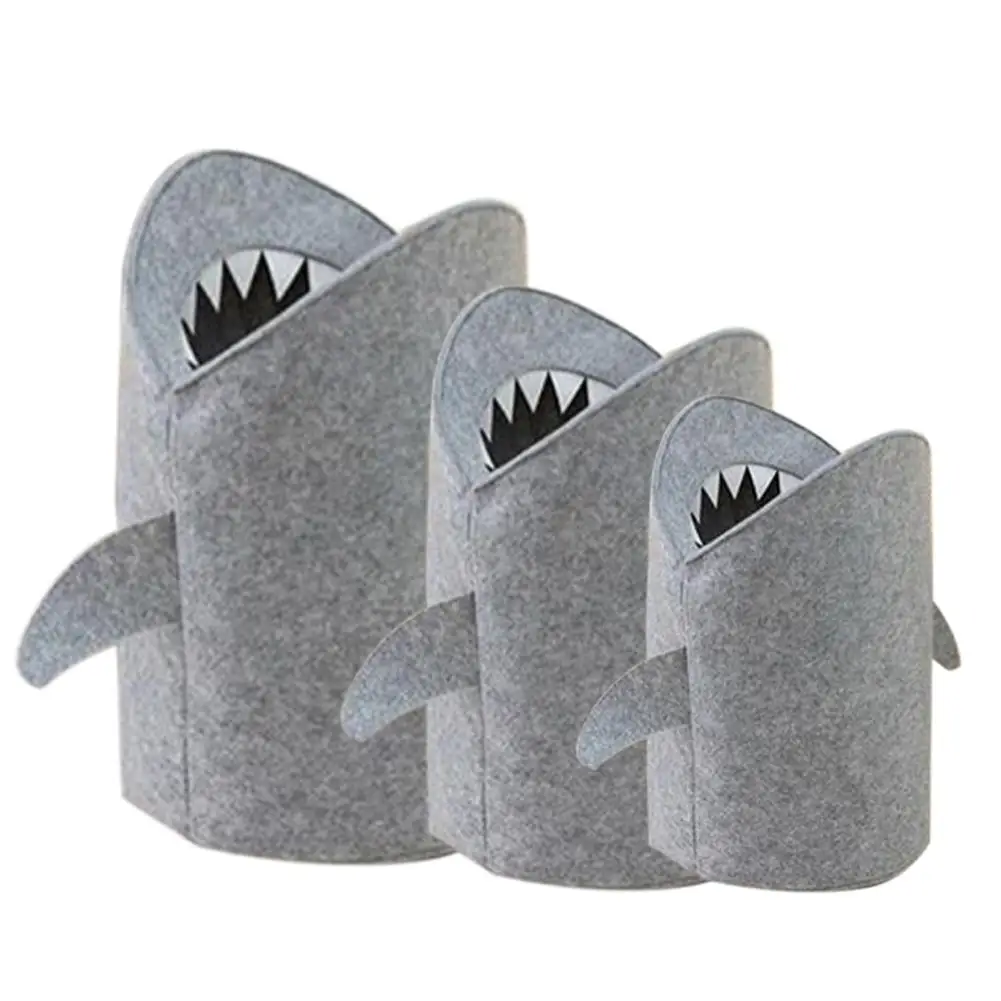 

Felt Folding Laundry Basket Shark-shaped Toy Basket Household Clothes Storage Basket Sundries Storage Organizer Home Storage