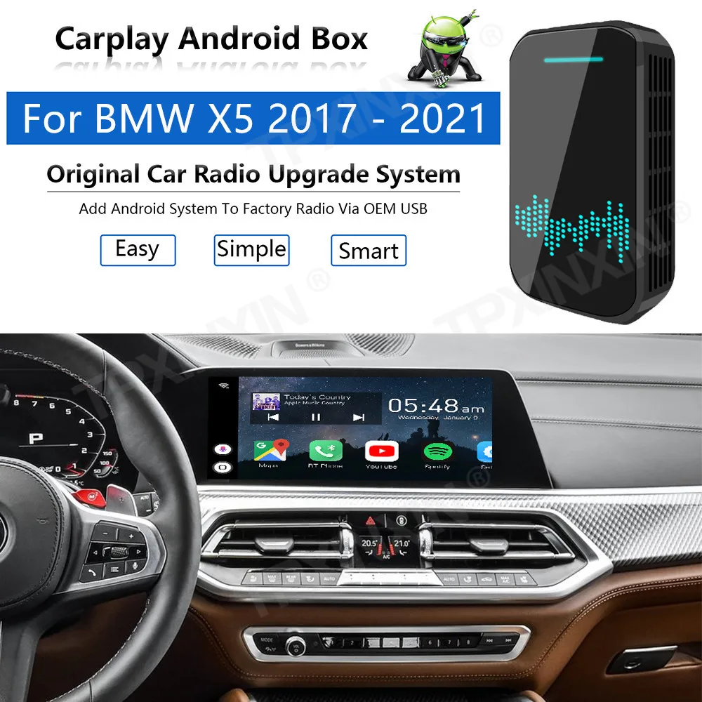 

Upgrade Radio Carplay Android Auto Audio For BMW X5 2018-2021 Apple Wireless AI Box Car Multimedia Player GPS Navi unit