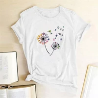 wildflower dandelion print women t shirt harajuku cotton casual summer femme t shirts women tops graphic tees mujer camisetas
