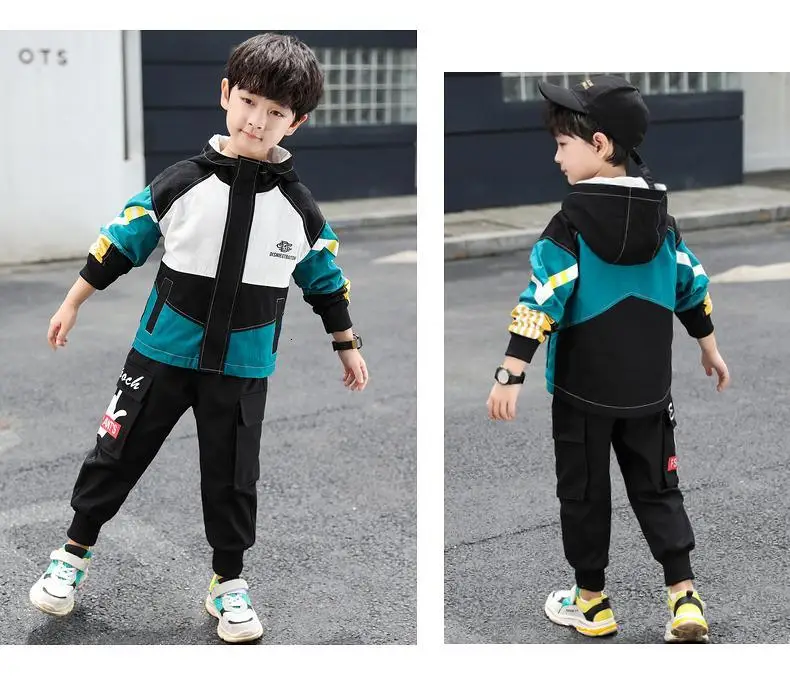 Комплект одежды для мальчиков на весну и осень Детские Модные хлопковые пальто с