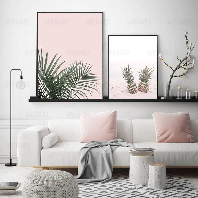 Pineapple Ocean Beach Picture Scandinavian Poster Landscape Wall Art Canvas Print Painting Nordic Style Modern Living Room Decor | Дом и сад