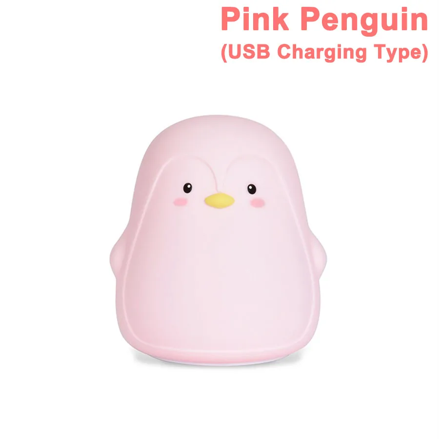 Pink Penguin USB Силиконовый сенсорный Сенсор светодиодный ночной Светильник милый кот Пингвин Спальня ночника для детей подарок для маленьких детей 7 цветов - Испускаемый цвет: Pink Penguin USB