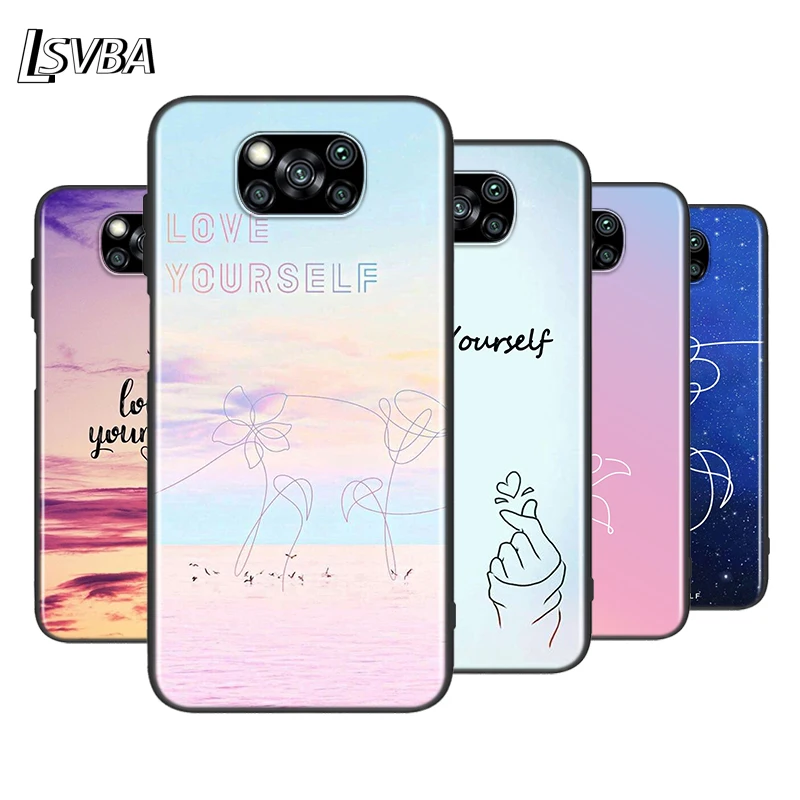 Love Yourself Flower Kpop For XiaoMi Poco X2 X3 NFC M2 M3 F1 F2 C3 Pro Mi Mix 3 Play A3 A2 A1 CC9E CC9 5X 6X 5 6 Lite Phone Case