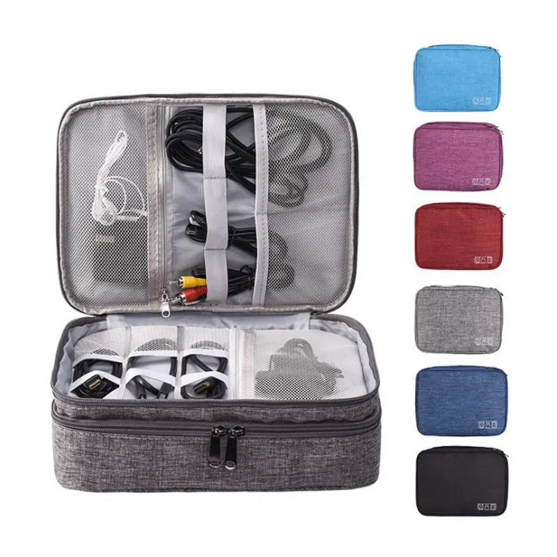 

Travel Portable Accessories Storage Bags USB Digital Gadgets Charger Bags Power Battery Kit Case Wires Zipper Bag 27*20*9cm