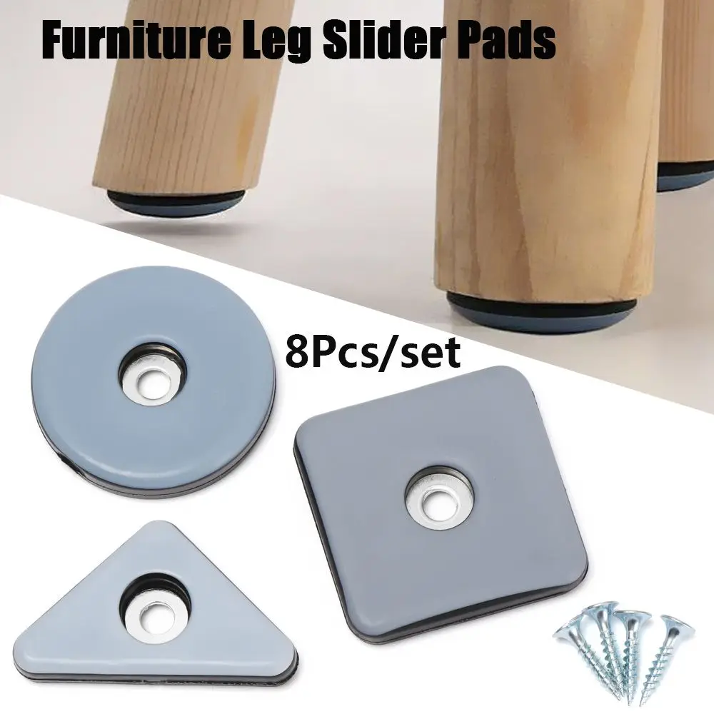 

8pcs Slider Pad Easy Move Heavy Furniture Table Bases Protector Legs Anti-abrasion Floor Mat with Screws Furniture Leg Slider Pa