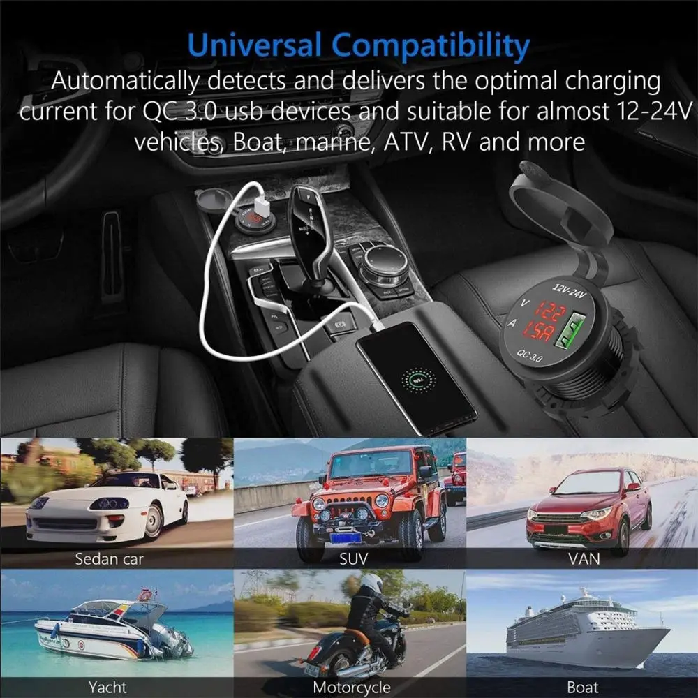 Универсальное 5 V/3A QC 3 0 USB Автомобильное зарядное устройство переходник под