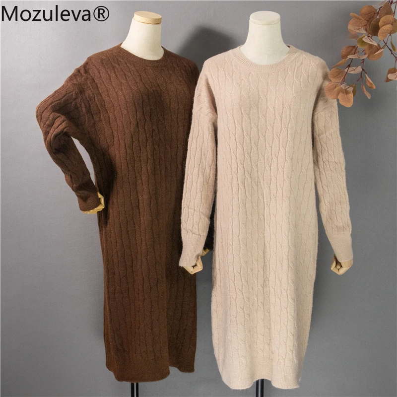 Женское трикотажное платье-свитер Mozuleva теплое платье средней длины большого