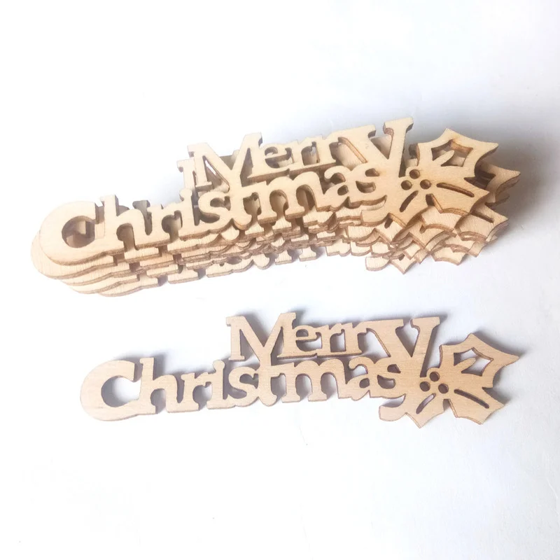

New Year 10pcs DIY Merry Christmas Wooden Pendant Christmas Tree Decorations Navidad Christmas Ornaments Xmas Gift Home Decor