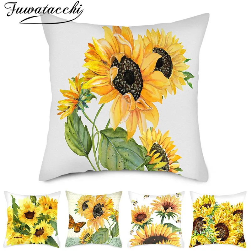 Fuwatacchi воздушный большой петух наволочка Подсолнух Чехол на подушку с принтом