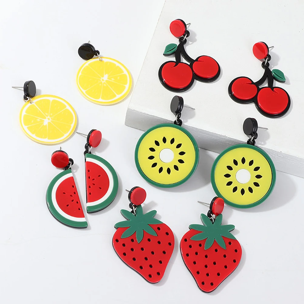 Горячие стильные серьги Смешные Арбузные лимон клубника фруктовая серия Висячие