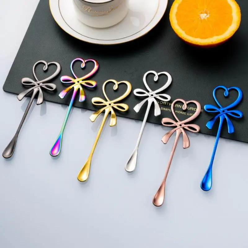 Household Stainless Steel Spoon Love Bow Spoon Fork Coffee Spoon Christmas Gifts Kitchen Accessories Tableware Decoration