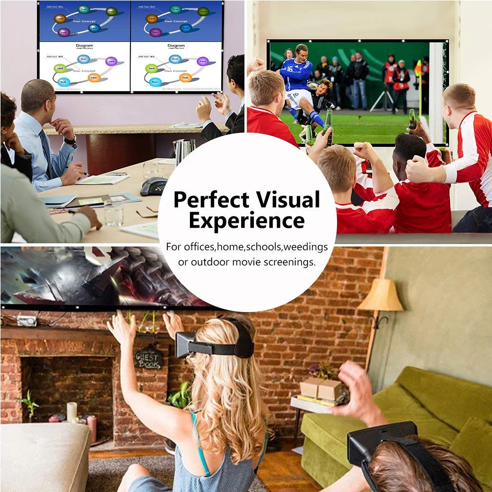 84 дюймовый экран проектора 16:9 с люверсами готовый край белая занавеска простой