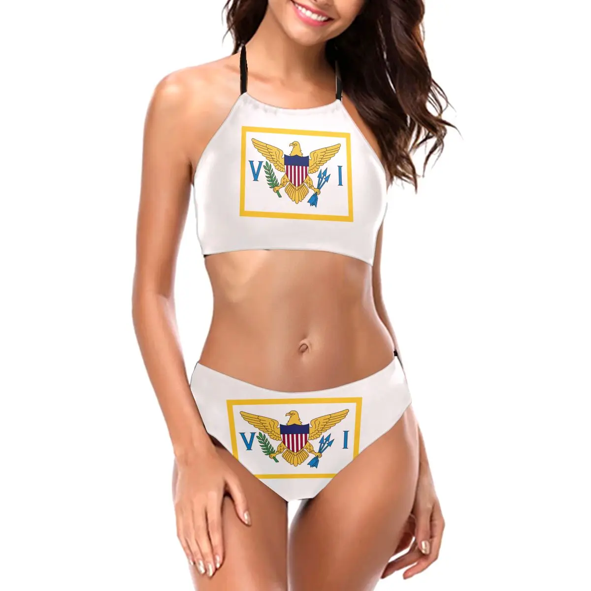 

Bikinis United States Virgin Islands Flag Exotic 2021 Women Swimsuit Low Waist 2 piece woman set R333 Women Beach wear