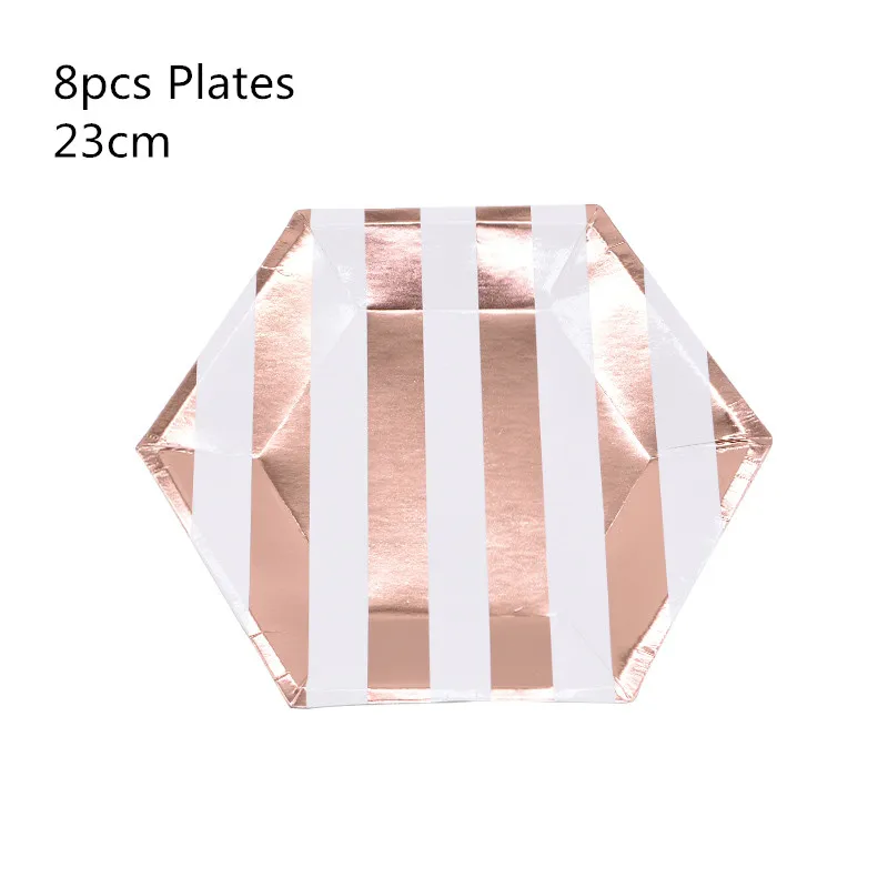8pcs Plates 8/10 шт. розовое золото одноразовая посуда тарелка салфетки под чашки звезда Baby Shower одежда для свадьбы, дня рождения украшения свадебные принадлежности - Цвет: 8pcs Plates